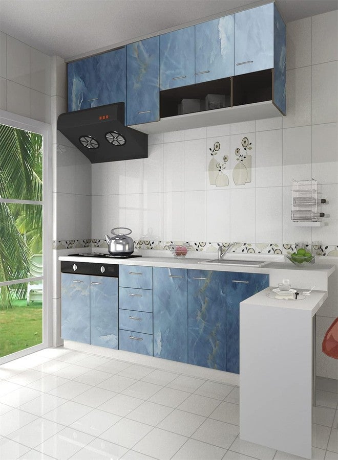 FOKRIM Wall Stickers Marble Wallpaper Blue (200cm x 60cm) for Furniture Kitchen, Cabinets, Almirah, Tabletop, Plastic Table, Wooden Table, Wardrobe, Renovation PVC DIY Self Adhesive Sticker - Image 3